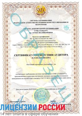Образец сертификата соответствия аудитора №ST.RU.EXP.00014299-1 Алатырь Сертификат ISO 14001